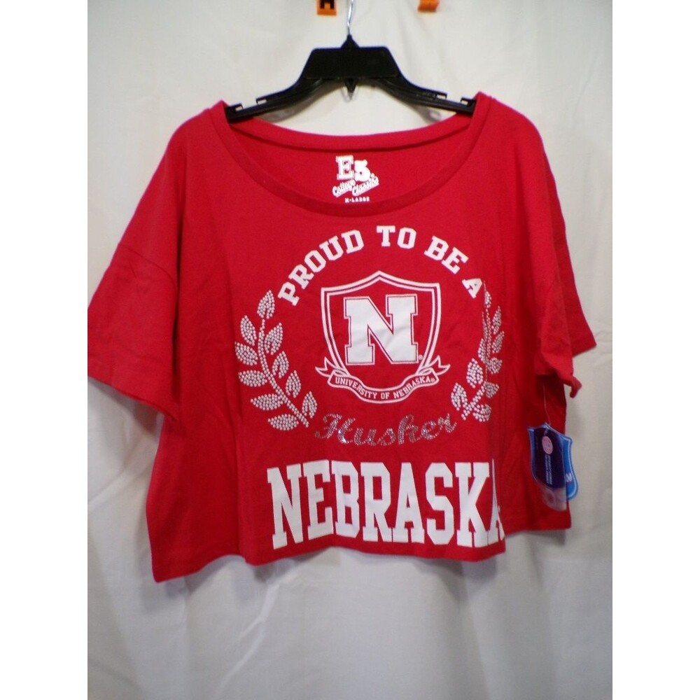 E5 College Classics Women's Cropped Nebraska Huskers T-Shirt XL Red